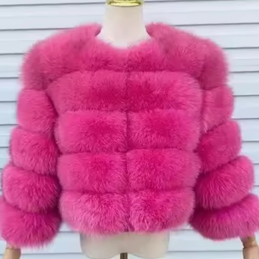 Real Fur Pink Coat size Large- xl